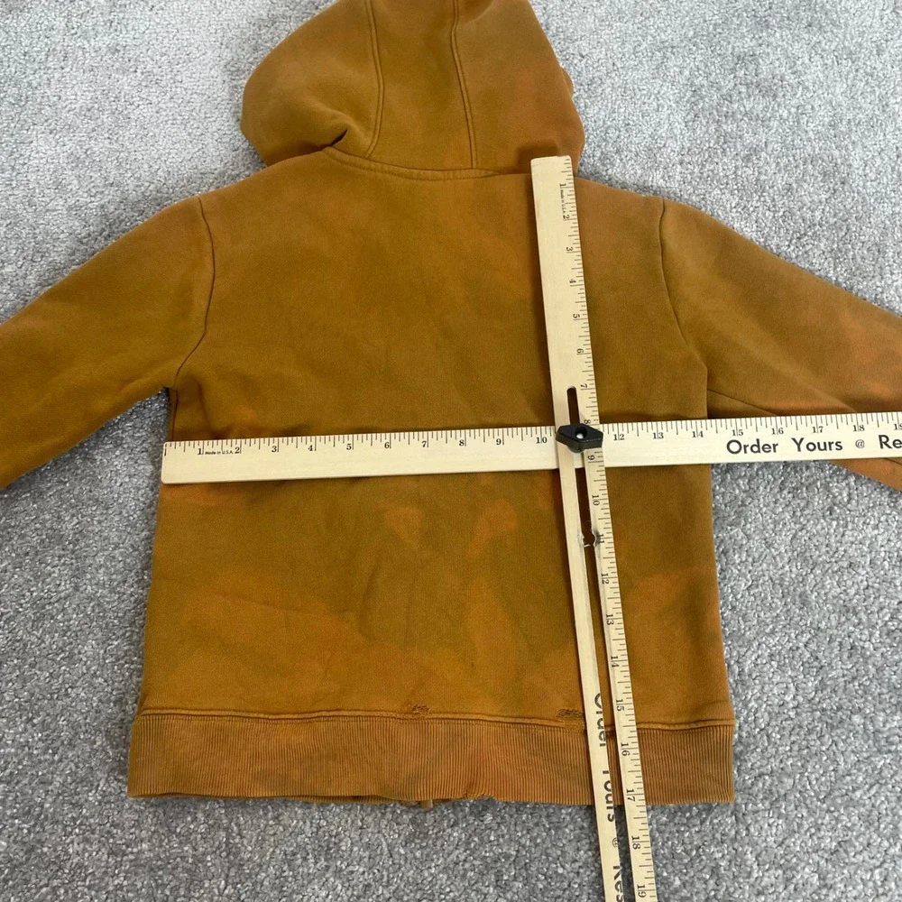 Carhartt Hoodie Boys Size 6 Sweatshirt Fleece Zip Up Distressed Logo Brown